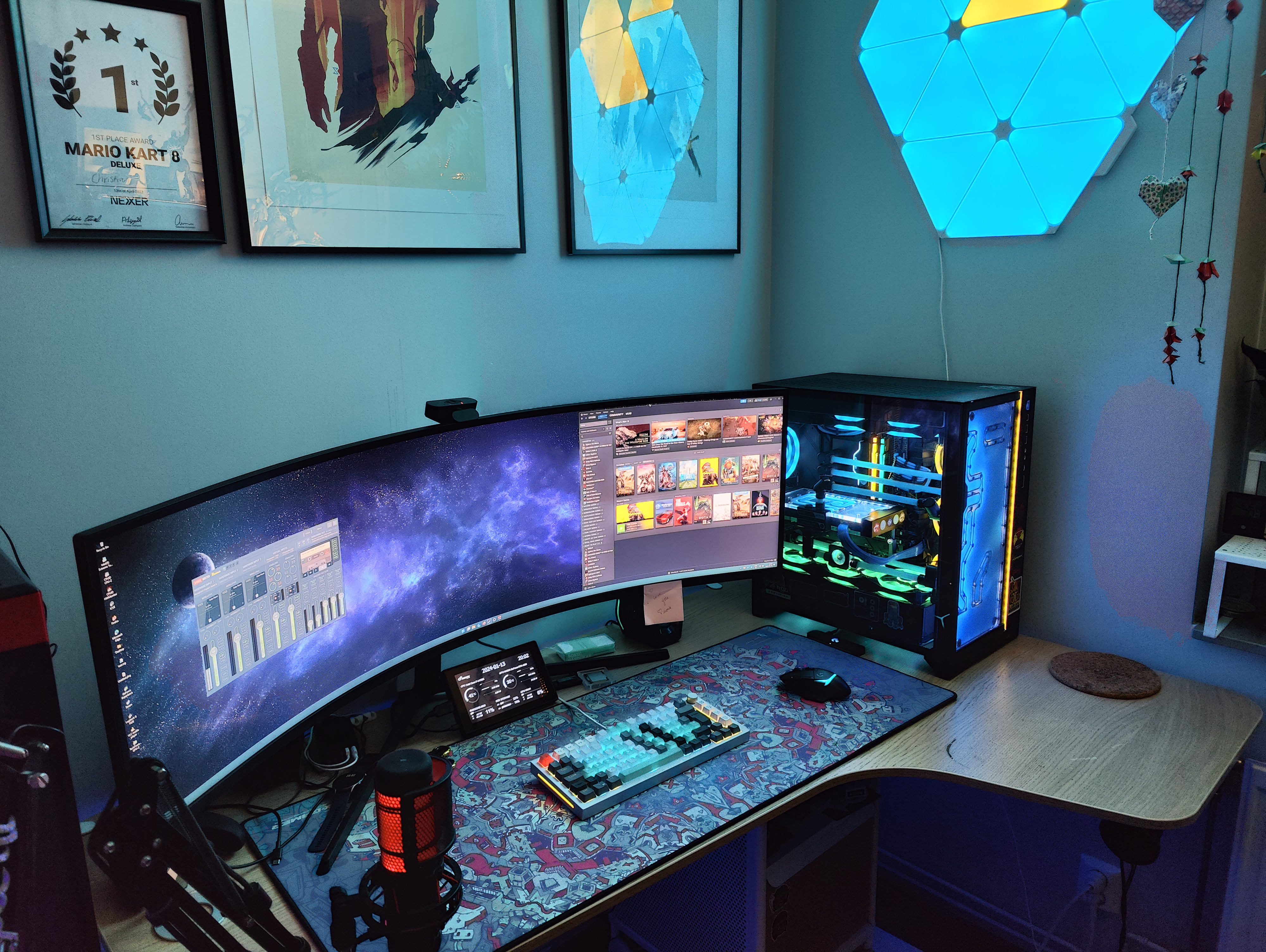 Complete desktop setup with ultrawide monitor